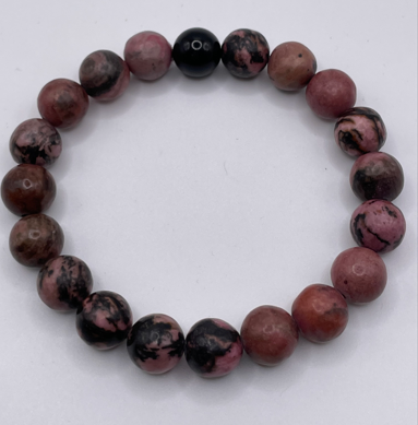 Pink Black Rhodonite Bracelets
