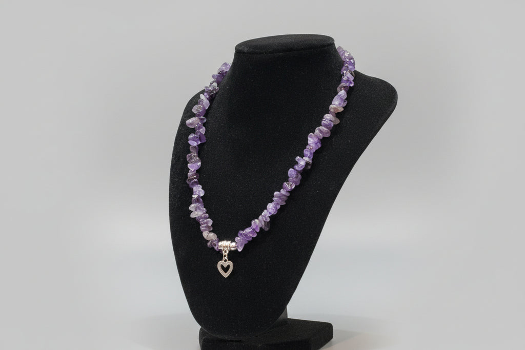 Amethyst & Silver Heart Necklace