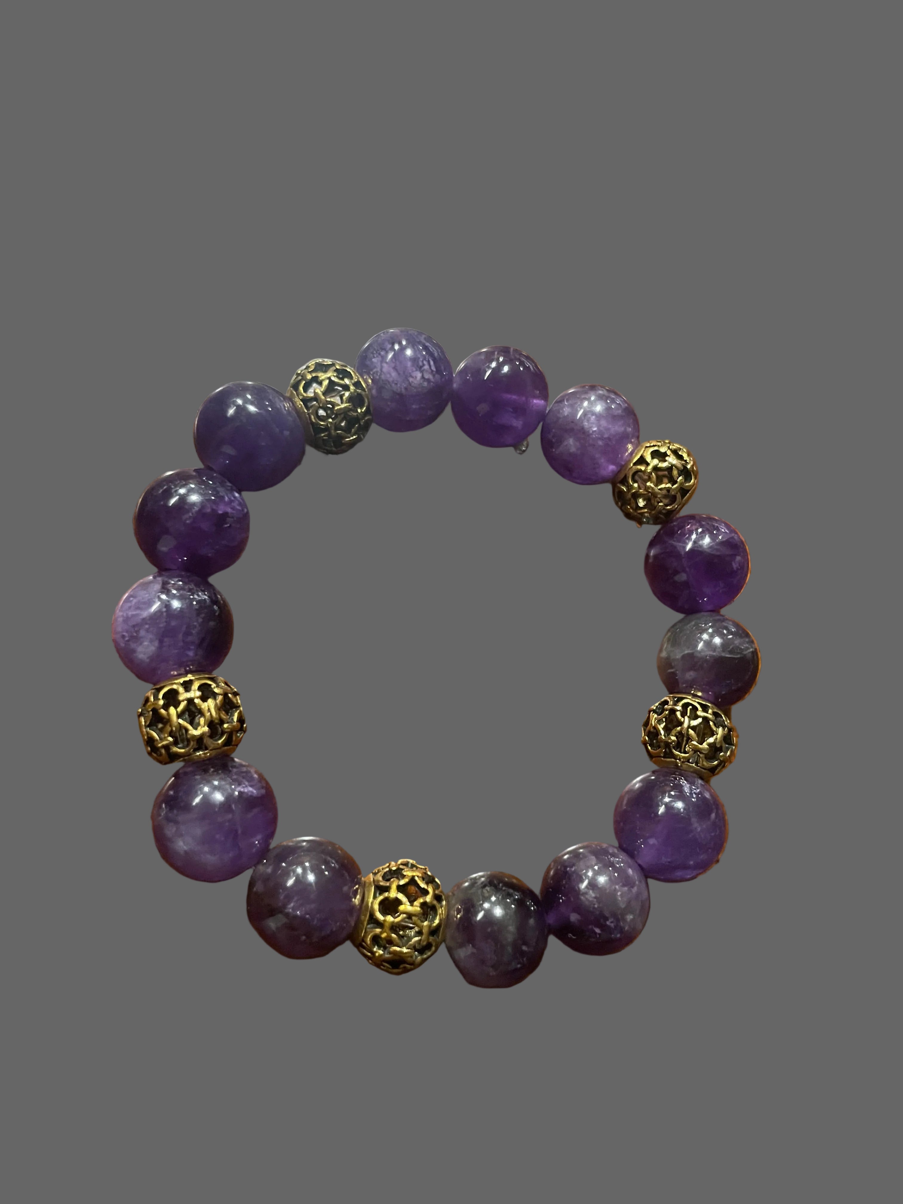 Amethyst Bracelet with Vintage Gold Spacers