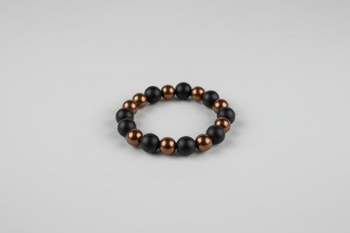 Black Matte Onyx & Bronze Hematite Bracelet