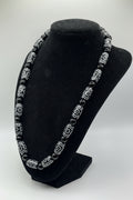 Black Onyx & Oval Floral Acrylic Bead Necklace