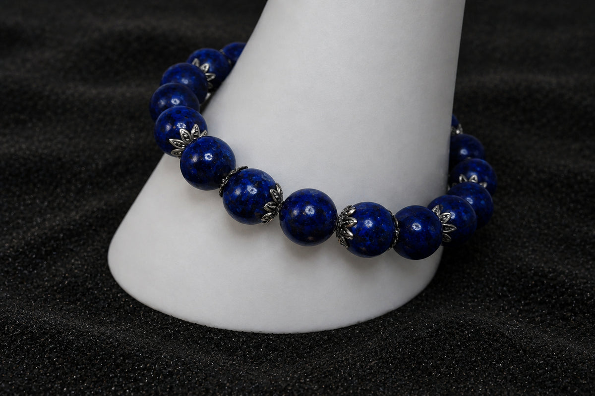 Lapis Lazuli 10mm beads with Silver Spacer Bracelet