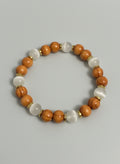 Golden Wood Beans & White Cat Eye and golden spacers