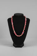 Natural Matte Rose Red Turquoise and Purple Bead Necklace with Gold Spacers