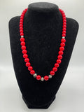 Red Coral Necklace with Silver Spiral Spacers
