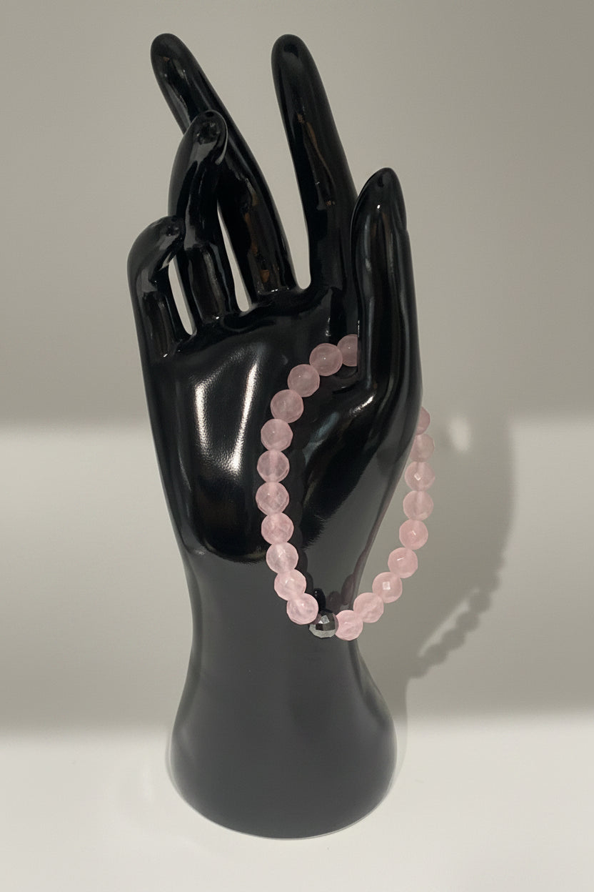 Rose Quartz 8mm with Hematite
