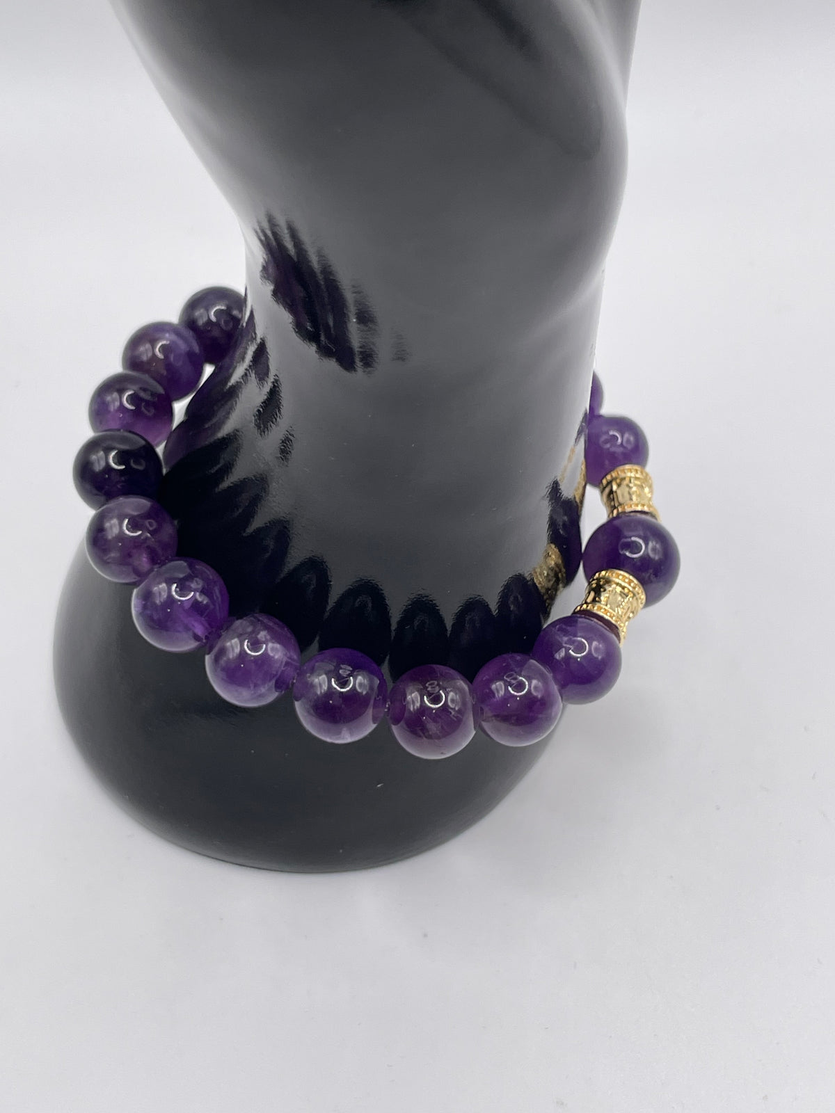 Amethyst & 18kt Gold Cylinder Spacer Bracelet — 10mm & 12mm