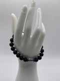 Black Matte Men's bracelet with blue hematite