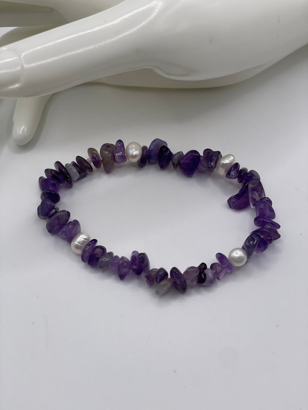 Amethyst Chips with Pearls Bracelet