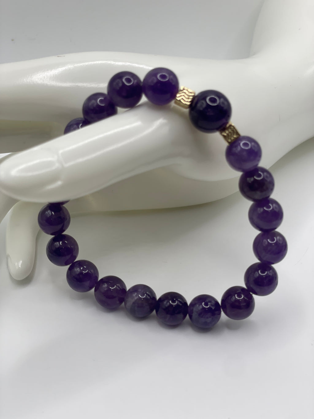 Amethyst & Gold Cube Spacer Bracelet — 10mm & 12mm