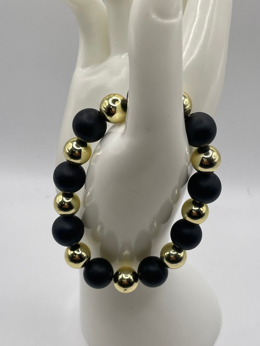 Matte Black Onyx & Golden Hematite Bracelet