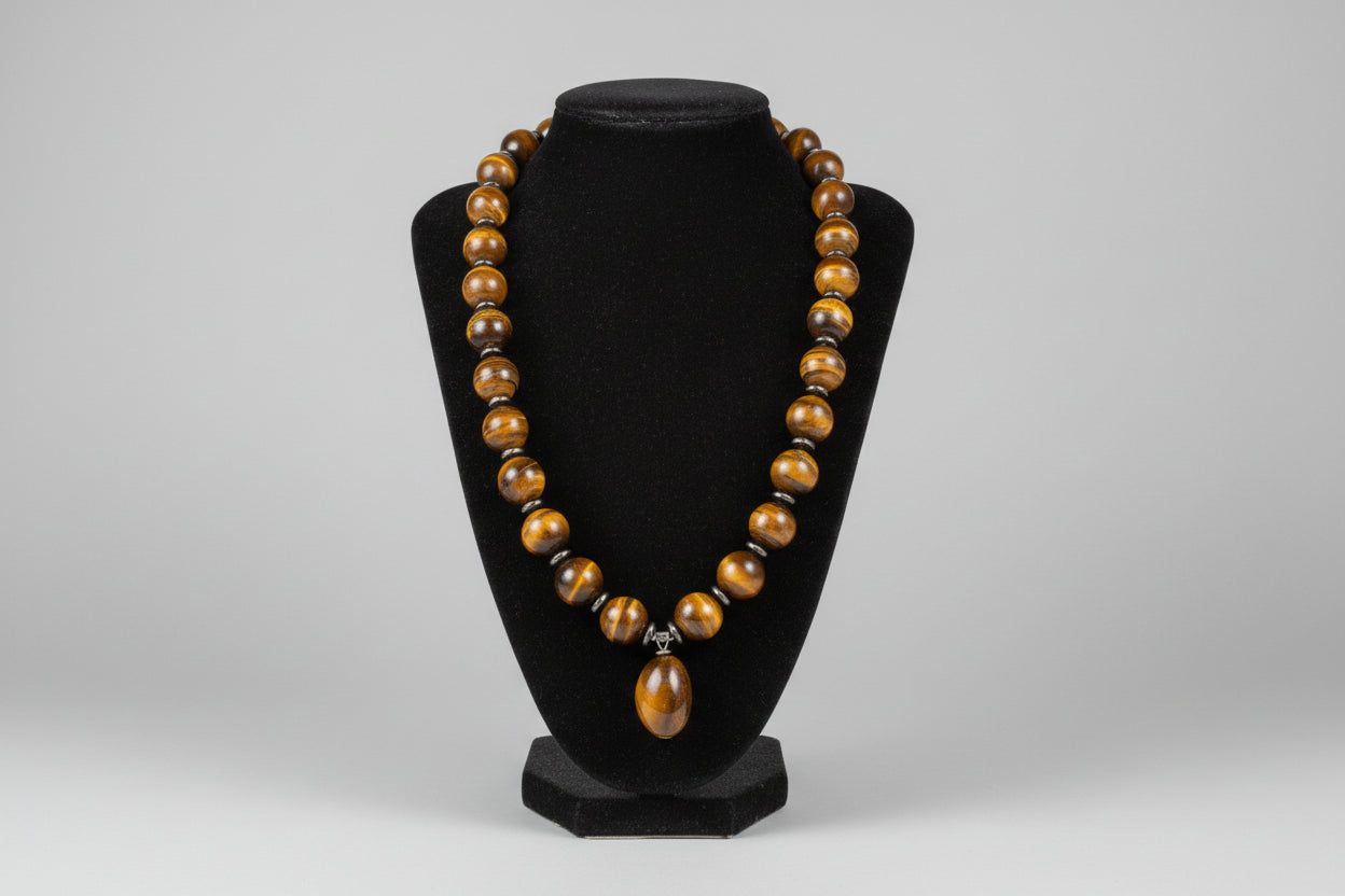 Natural Yellow Tiger Eye Necklace with Pendant - 22 Inch – Rin & Jahyde ...