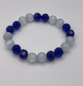 White Cat Eye & Dark Blue Crystal Bracelet 10mm