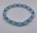 White Cat Eye & Austrian Blue Crystal Bracelet 8mm & 6mm