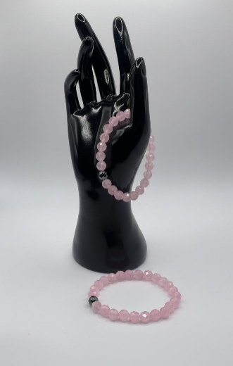 Rose Quartz 8mm with Hematite