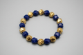 Natural Lapis Lazuli Faceted with Hematite Gold - 10mm Stretch Bracelet