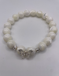 White Mother of Pearl Butterfly & Silver Spacer Bracelet