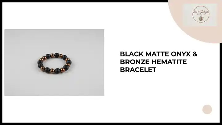 Black Matte Onyx &amp; Bronze Hematite Bracelet by@Outfy